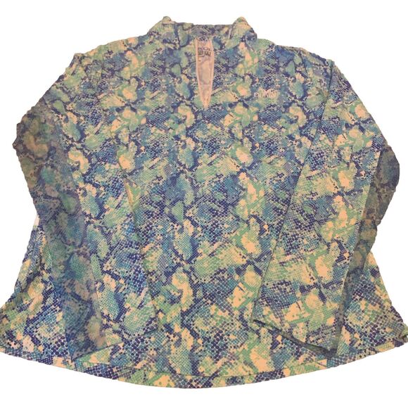 IBKUL Cora Jade Wmns M Long Vent Sleeve Mock Neck Sunshirt NEW Golf Logo - Picture 1 of 10